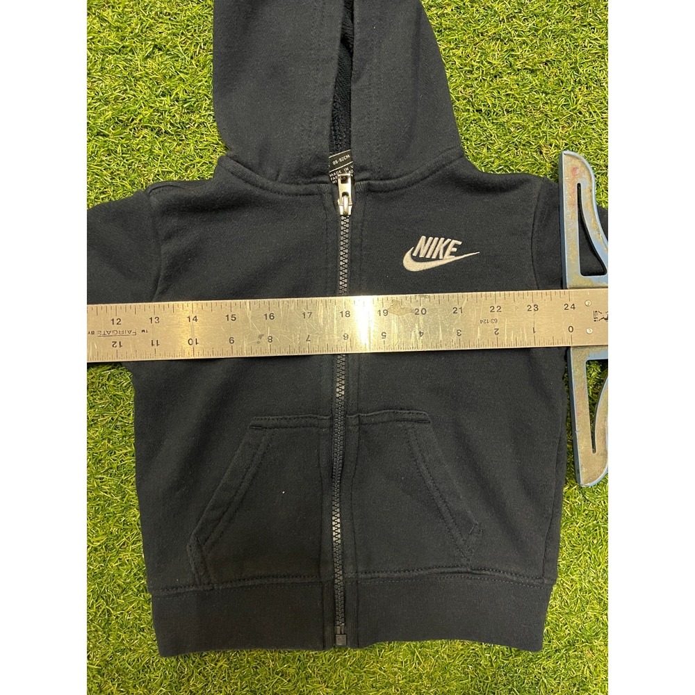 Vintage Nike Jacket Baby 2T (1-2 Years) Black Hood Club Fleece Lined‎ Full Zip - Picture 6 of 8